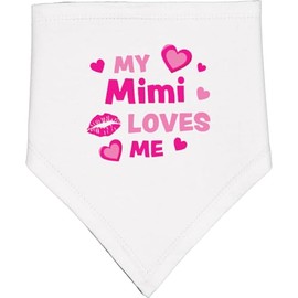 inktastic Valentine's Day My Mimi Loves Me Hearts and Lips Baby Bandana Bib White and Black 3e193