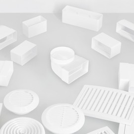 KOTARBAU® Flat Duct Deflection Piece 90° for Ventilation Duct Round-Square Transition 120 x 60 mm Plastic Transition Piece Diameter 100 mm White Duct Connector Duct Elbow Exhaust Air Supply Air Duct