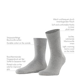 FALKE Men's Homepads M Hp Wool Cotton Grips On Sole 1 Pair Grip socks, Grey Light 3400, 2.5/5 UK