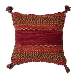 Sayan Sayang Hand Woven Indian Kilim Cushion Cover 45x45 Burgundy Red Asian