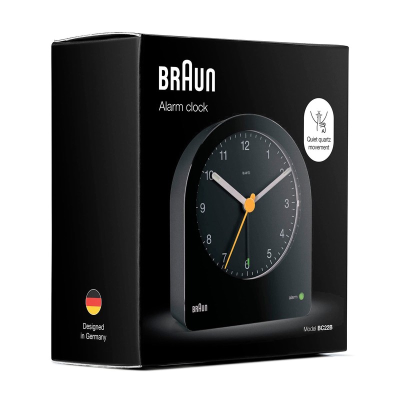 Braun classic analogue alarm clock with snooze and continuous backlight,