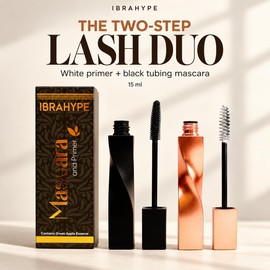 IBRAHYPE Tubing Black & White Lash Primer Mascara Set, 15ml Waterproof & Volumising Lengthening Mascara & Primer Duo