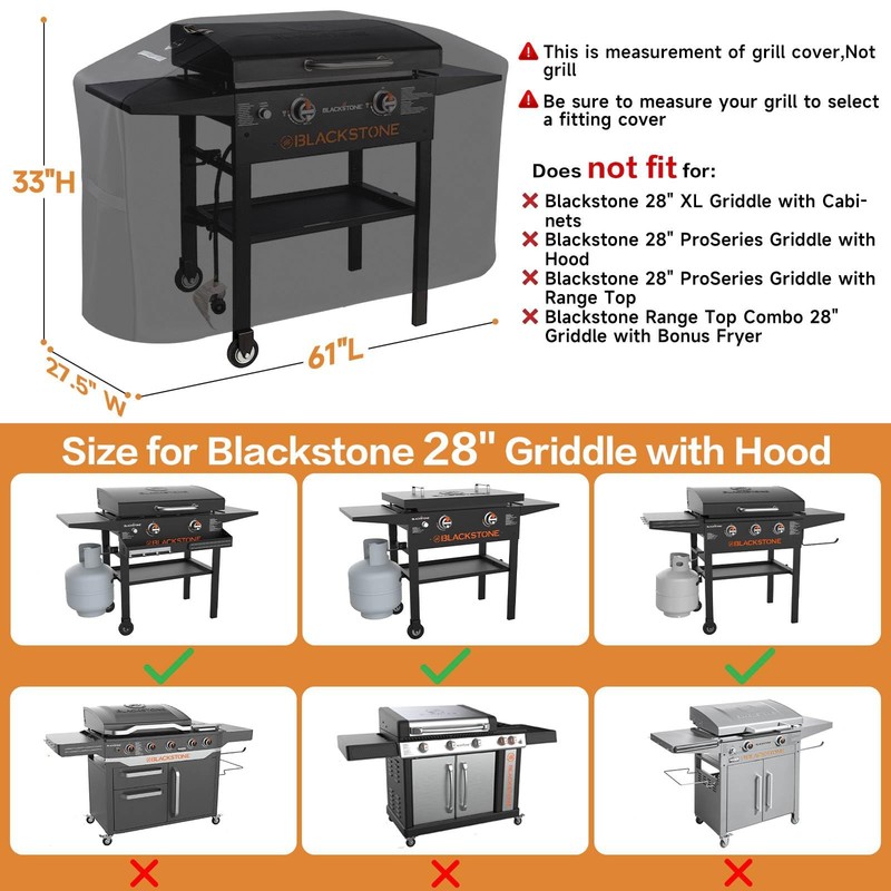 PasWith Griddle Cover for Blackstone 28 inch Griddle with Hood,Upgraded