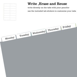 BVSSX Plastic Dividers, 5 Tab Set with 14 Lable, 10 Count (Pack of 2),Half Letter Size(5.5"x8.5"), Morandi Color