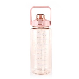 2L Water Bottle Straw Cup Motivational Drink Flask With Time Markings Sports Gym - Durable Gym Sports Flask, BPA-Free, Leakproof