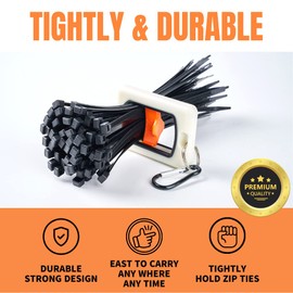 VALUE TOOLS Zip Tie Holder Cable Ties Arrangement, Zip Tie Organizer to Improve Work Efficiency, Wire Ties Holder to Reduce Waste, Heavy Duty Zip Ties Organizer Indoor and Outdoor Use. 50005 White