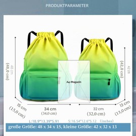 YYKSYDPT Gym Bag for Men Women, Drawstring Gym Bag, Waterproof Oxford Backpack with Large Capacity for Travel, Leisure, Work, Sports (Red/Blue Gradient, L)