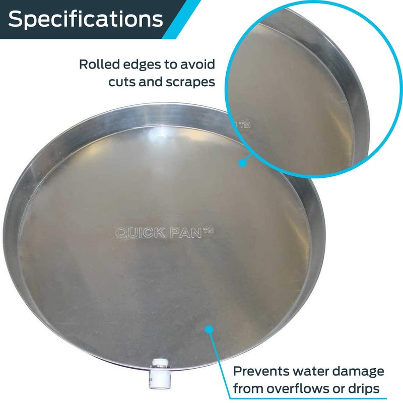 Holdrite QP-26 Aluminium Water Heater QuickPan with 1 Inch PVC