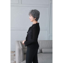 Priscilla A-111 All Wig, Mrs. Minimalist Short, Heat Resistant, TDGH, Dark Gray Hair