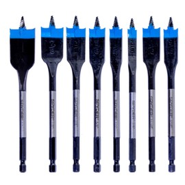 Spyder 8-Piece Woodboring Spade Bit Set, 6"-Length (3/8, 1/2, 9/16, 5/8, 11/16, 3/4, 7/8, 1-Inch) (11036CA-2 Bonus)