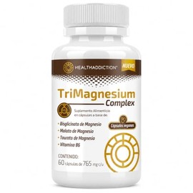 HEALTHADDICTION - Magnesio Complex - TriMagnesium – Suplemento Alimenticio con Bisglicinato, Malato y Taurato de Magnesio + Vitamina B6 – Cápsulas de 