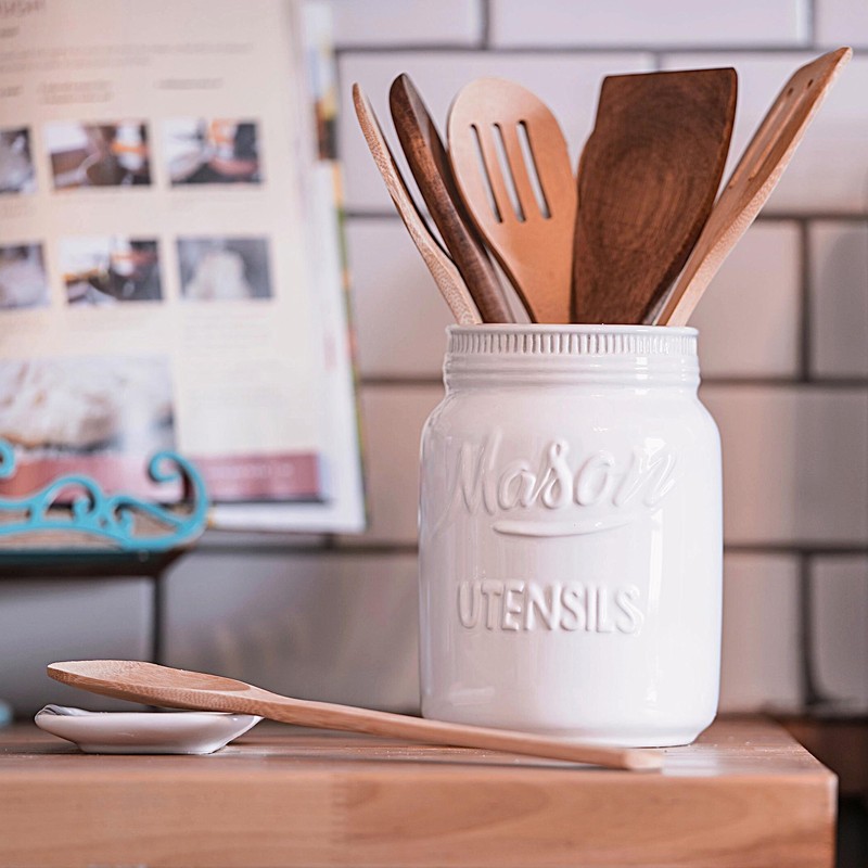 Farmhouse Canisters Sets for the Kitchen - Mason Jar Ceramic