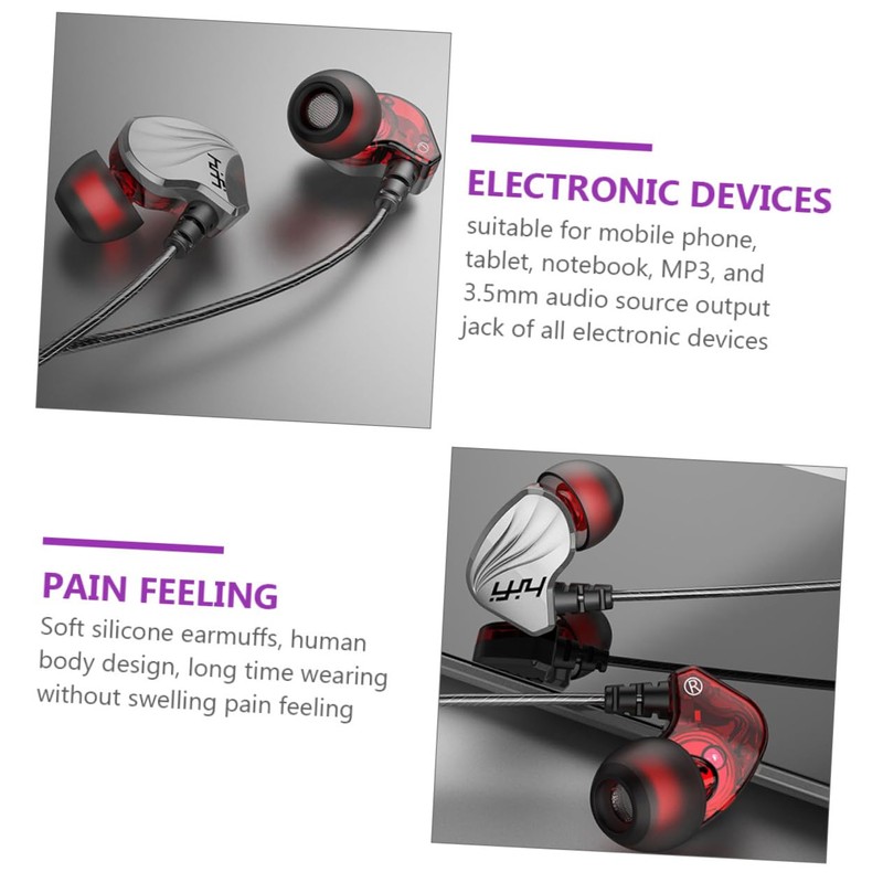 SHOWERORO 1pc Ear Bass Headphones with Microphone Wired Earphones for