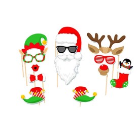BinaryABC Christmas Party Photo Booth Props Kit for Party Decoration 32Pcs/Set