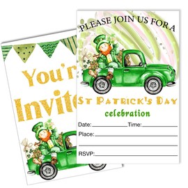 QZJ St Patrick's Day Party Invitation Supplies with Envelopes Set of 20 Irish Party Invitation Fill in Blank