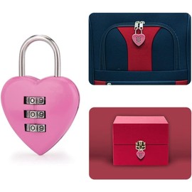 Pink Love Heart Shape Combination Padlock for Girls Women, Mini 3-Digit Password Resettable Code Locker for School Pink 1Pc/Set Padlocks and Hasps\