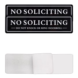 Kichwit 2 Pack No Soliciting Sign, Do Not Knock or Ring Bell Sign, Keeps Unwanted Visitors Away, 8.7 x 2.3 Inches, Black