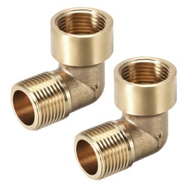 sourcing map Brass Pipe Fitting 90 Degree Elbow 3/8 (BSP) Male X 3/8 (BSP) Female 2pcs