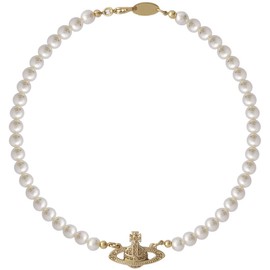 Saturn Pearl Necklace Golden Silver White Pearl Bead Necklaces Crystal Rhinestone Pearl Necklace for Women Best Friend Girlfriend Birthday Anniversary Valentine's Day, Metal