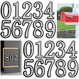 opasyo 30 Pieces Mailbox Numbers for Outside 2 inch 0-9 Self-Adhesive Mail Box Numbers,3D Gold House Numbers for Mailbox, Apartment, House, Trash Bins,Office Hotel Room (Silver, 2inch)