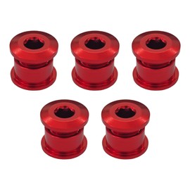 Runseaway 5PCS M8 Chainring Bolts, 7075 Aluminum Alloy Bike Crankset Screws, Single Chainwheel Fixing Hardware for MTB Road BMX Bicycle, CNC Nuts, Red