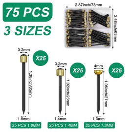 75pcs Picture Hanging Nails Pins Brass Head Wall Masonry Picture Hook Nails Pins with Plastic Storage Box for Hanging Photo Frame
