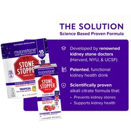 Stone Stopper Drink Mix, Lemonade, Kidney Stone Prevention, Calcium Oxalate Protector, Alkali Citrate Support, Developed by Urologists to Improve Hydration and Support Kidney Health, 30 Day Supply
