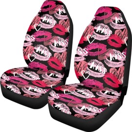 TOADDMOS Heart Love Kiss Printed Car Seat Covers for Cars Sedan Truck and SUV, Valentine's Day Auto Seat High Back Saddle Blankets, Stretchy Auto Interior Decor Sets, Pack of 2