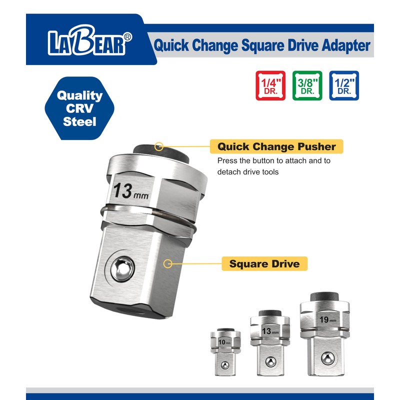 LABEAR - socket wrench adapters, Ratcheting Wrench to Square Drive