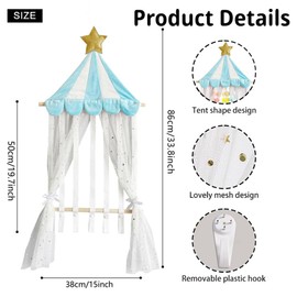 Hair Clips Storage Hanger Hair Bows Holder Wall Hanging Tent-Shaped Bow Holder Hair Accessories Organizer for Hair Clip, Hair Tie, Bow, Nursery Girls Room Decor (Blue)