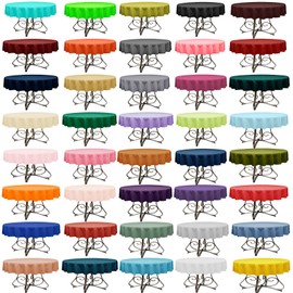 KS Linens 58-Inch Round Polyester Tablecloth - Available in 40+ Trending Colors! Perfect for Restaurants and Weddings - Choose from Classic White, Elegant Navy, and More! (Red)