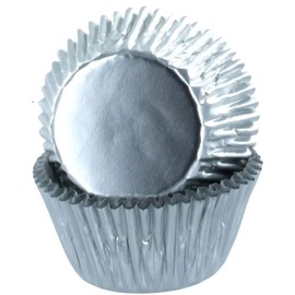Baked with Love Silver Foil Baking Cases, Foil Baking Cups, Greaseproof Cupcake Cases, Silver - Pack of 50, (0650171)