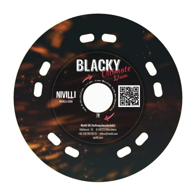 NIVILLI BLACKY Professional Diamond Cutting Disc 125 mm Unsurpassed Durability