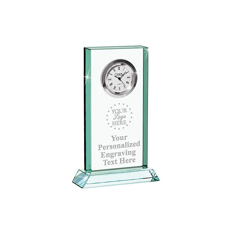 Crown Awards Lifetime Achievement Jade Duo Crystal Clock with Engraving