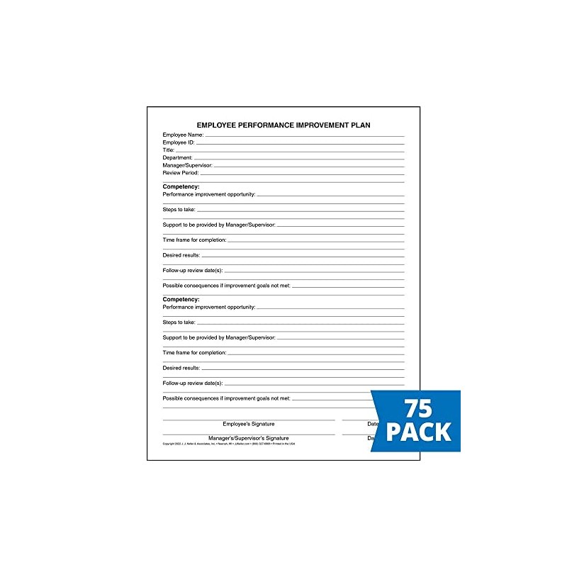 Employee Performance Improvement Plan Form, 8.5 x 11, 75 Pack,