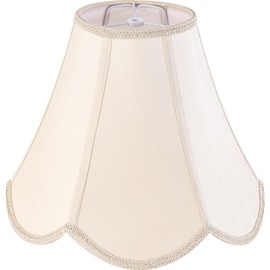 GO&SO 6x13x10.6" Barrel Lamp Shades (Spider) Yellowish Beige Scalloped Lamp Shade -Bell Faux Silk Shades for Floor/Table/Bedside Lamps,Modern Lamp Shade Petal Edge Braid Design -Easy Assembly -1 Pack