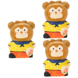 jojofuny Wooden Carved Monkey Figurine Unique Decorative Monkey Ornament for Home Office Car Wood Decor Family Friends