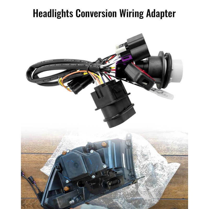 2Pcs Headlight Conversion Wiring Adapter Harness Assembly Fit for Ram