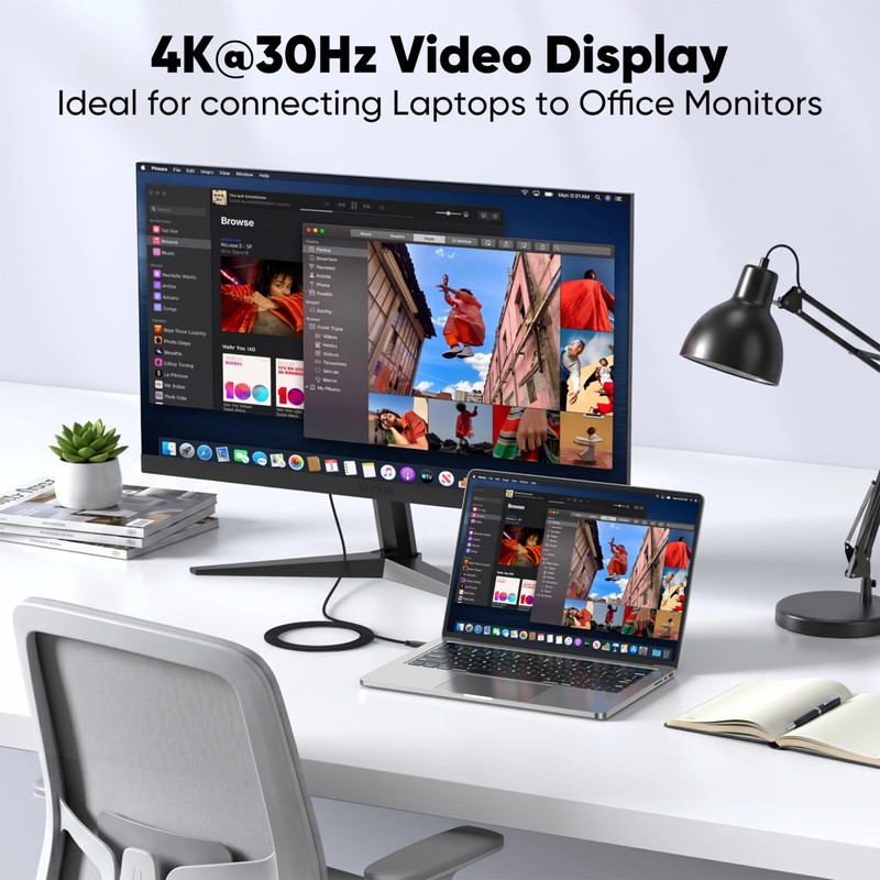USB C to HDMI Cable 20ft Extra Long 4K@30Hz 1080P@120Hz