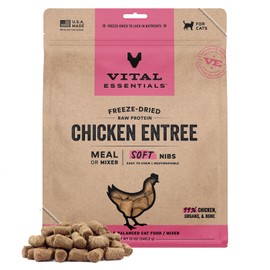 Vital Essentials Freeze Dried Raw Chicken Entree & Mixer Cat Food Soft Nibs, 12 oz