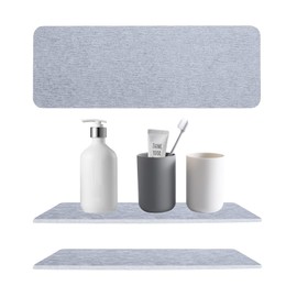Water Absorbent Diatomite Coasters, 2PCS Diatomaceous Earth Soap Tray, Quick Drying Soap Holder, Diatomaceous Earth Bathtub Countertop Organizer for cup, Soap, Shampoo, Lotions, Bottles (Grey)