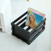 HOMBOUR Vinyl Record Storage Crate, Wood Record Storage Box, Black