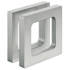 GedoTec Designer Furniture Handle Aluminium Silver Glass Door Handle for Gluing Shell Handle Square for Glass Doors - Kant | Handle Shell for Sticking | 75 x 75 x 10 mm | 1 Pair - Door Handle for