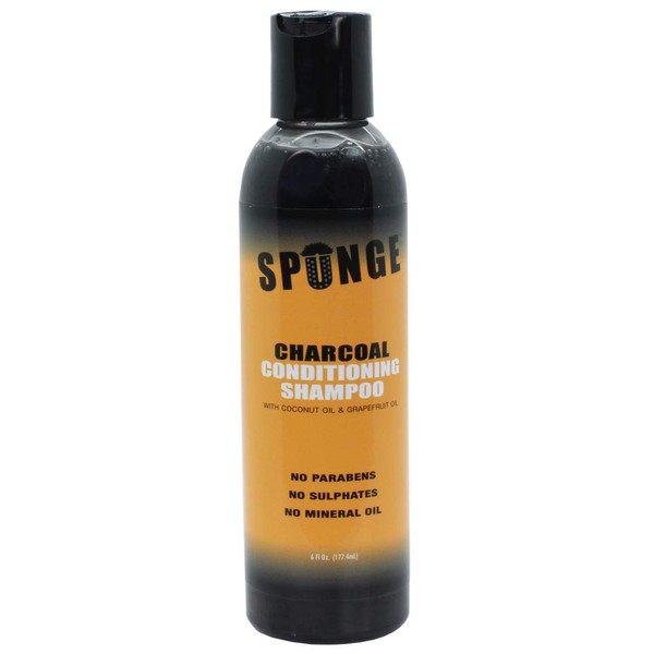 Spunge Sponge Charcoal Conditioning Shampoo with Coconut oil and Grapefruit oil No Parabens No Sulfates No Mineral Oil (6 Fl oz)
