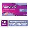 Allegra D Antihistamínico para Congestión Nasal y Alergias 10 tabletas.