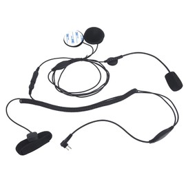 Pdflie Motorcycle Helmet Kit Radio Earpiece Mic with Finger Velcro Ptt Headset Headphone Microphone Compatible for Motorola 2 Pin Prong Walkie Talkie (2Pack,Black,Wired)