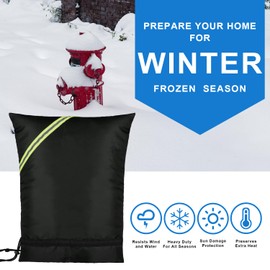 Outdoor Faucet Covers for Winter Freeze Protection, 24” x 24" Backflow Preventer Insulation Cover, Waterproof Pipe Insulation Cover for Snow, Sun Exposure - Black