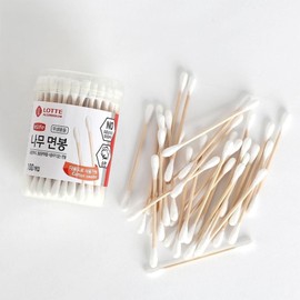 Wooden cotton swabs, disposable, 100 pieces, double-sided, small, ear swab / 나무 면봉 일회용 100개입 양면 소형 귀청 소용