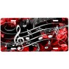 Music Notes Red Flames Novelty Car Tag Sign with Custom