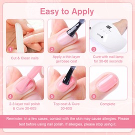 Shining She Semi-Permanent Nail Polish, 6 Colors Transparent Nude Pink Nail Polish Set, Dip UV Lamp Gift for DIY Nail Art Salon, 8ML